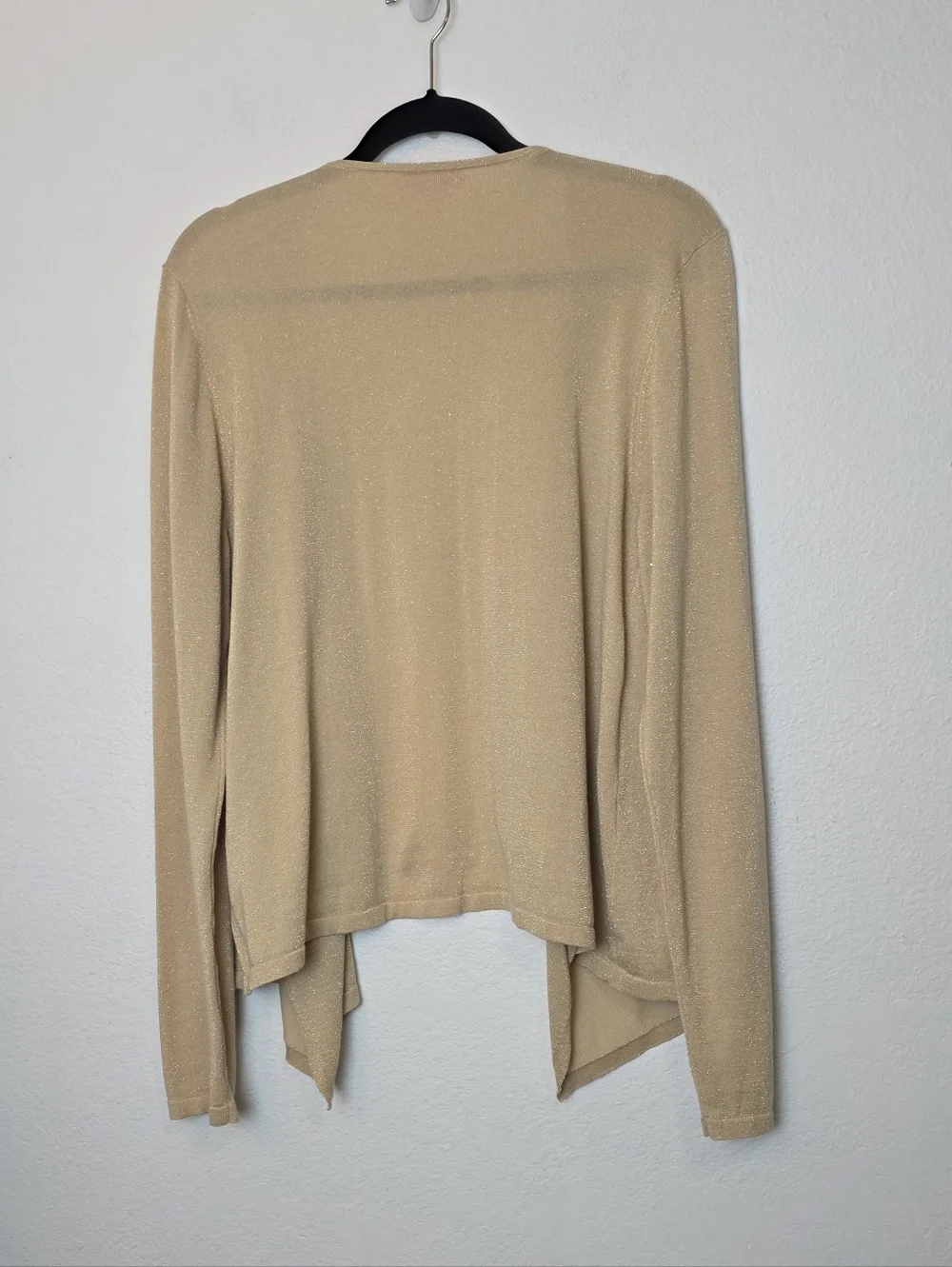 LILLY PULITZER Colony Gold Metallic Drape Front Cardigan Sweater Lightweight XL - Picture 9 of 12